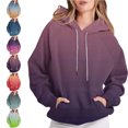 thumbnail image 1 of SYwaren Gradient Print Hoodie for Women Raglan Sleeve Long Sleeve Drawstring Sweatshirt with Pockets Tops, 1 of 8