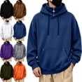 thumbnail image 1 of SYwaren Hoodie Men's 1/4 Zip Pullover Drawstring Kangaroo Pocket Long Sleeve Solid Metal Button, 1 of 8