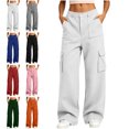 thumbnail image 1 of SYwaren Lounge Pants for Women Casual Cargo Button Multi Pocket Solid Color Athletic Fall Winter Everyday Sweatpants, 1 of 8