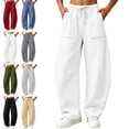 thumbnail image 1 of SYwaren Lounge Pants for Women Casual Curved Hem Loose Drawstring Elastic Waist Athletic Fashion Sweatpants with Pockets, 1 of 1