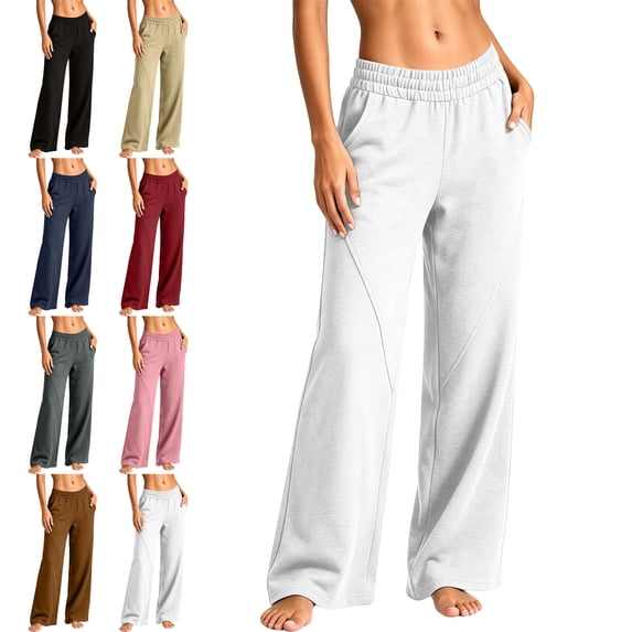 SYwaren Lounge Pants for Women Casual Straight Leg Elastic Waist Solid Color Athletic Comfy Fashion Active Everyday Classic Sweatpants