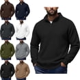 thumbnail image 1 of SYwaren Men's 1/4 Zip Pullover Sweatshirt Mock Neck Long Sleeve Solid Color, 1 of 9