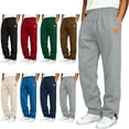thumbnail image 1 of SYwaren Men's Athletic Sweatpants Straight Leg Drawstring Split Hem Solid Color Leather Patch Casual, 1 of 7