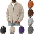 thumbnail image 1 of SYwaren Men's Basic Fleece Jacket Full Zip Mock Neck Long Sleeve Casual Solid Color with Pockets, 1 of 8