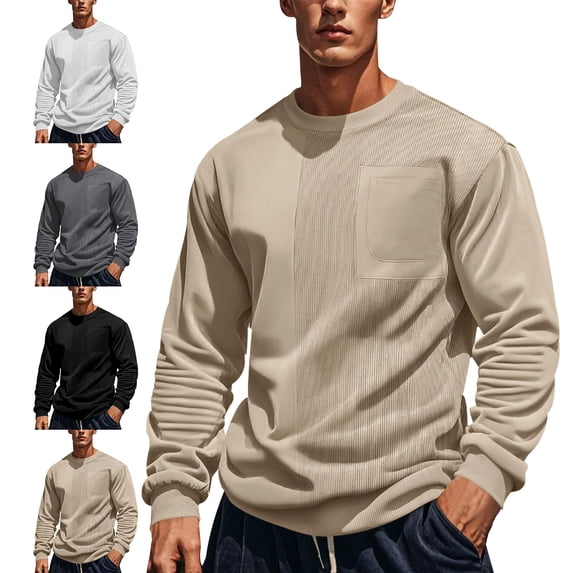 SYwaren Men's Color Block Crewneck Pullover Sweatshirt Two-Tone Long Sleeve Casual Round Neck