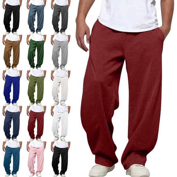 SYwaren Men's Joggers Sweatpants Elastic Waist Drawstring Solid Color with Pockets Casual Fashion