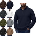 thumbnail image 1 of SYwaren Men's Quarter Zip Pullover Sweatshirt Mock Neck Long Sleeve Solid Color, 1 of 9