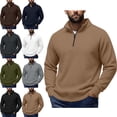 thumbnail image 1 of SYwaren Men's Quarter Zip Pullover Sweatshirt Mock Neck Stand Collar Long Sleeve Solid Color, 1 of 9
