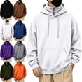 thumbnail image 1 of SYwaren Men's Quarter Zip Sweatshirt Hoodie Drawstring Pullover Kangaroo Pocket Long Sleeve Metal Button Solid, 1 of 8