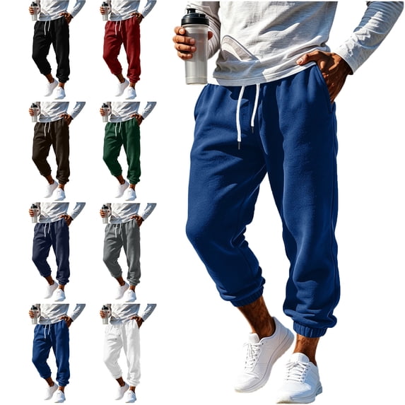 SYwaren Men's Tapered Sweatpants Elastic Waist Drawstring Joggers with Pockets Solid Color Casual Fashion