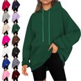 thumbnail image 1 of SYwaren Oversized Hoodie for Women Drawstring Long Sleeve Winter Casual Sweatshirt with Pockets Solid Color Tops, 1 of 8