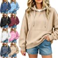 thumbnail image 1 of SYwaren Oversized Hoodie for Women Pullover Long Sleeve Casual Sweatshirt with Pockets Solid Color Tops, 1 of 8