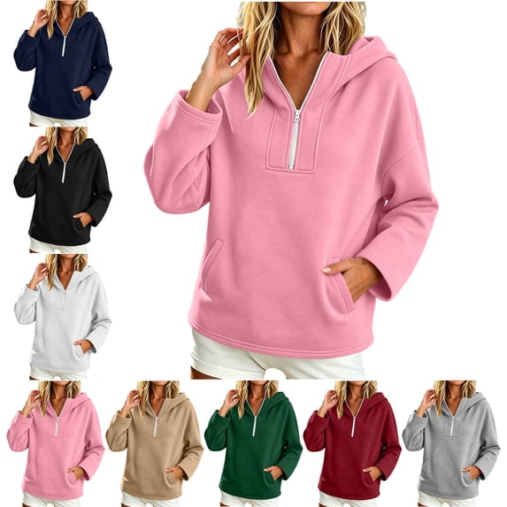 SYwaren Oversized Hoodie for Women Zip Up Full Zip Long Sleeve Casual Sweatshirt Tops