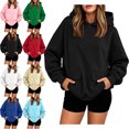 thumbnail image 1 of SYwaren Plus Size Hoodie for Women Pullover Sweatshirt Long Sleeve Casual Solid Color Dual Flap Pockets Fall Winter Tops, 1 of 8