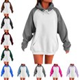 thumbnail image 1 of SYwaren Pullover Hoodie for Women Color Block Long Sleeve Casual Sweatshirt with Pockets Tops, 1 of 6