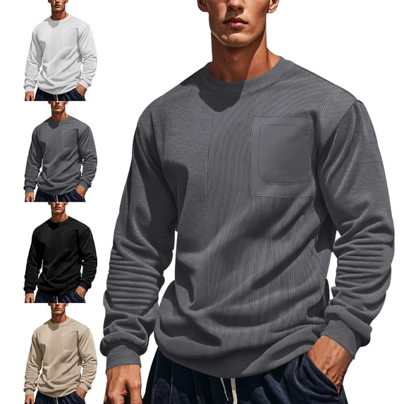 SYwaren Pullover Sweatshirt Men's Crewneck Color Block Long Sleeve Round Neck Casual Two-Tone