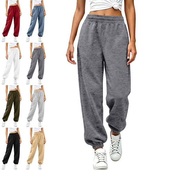 SYwaren Sweatpants for Women Casual Loose Tapered Drawstring Elastic Waist Cuffed Ankle Athletic Jogger Pants