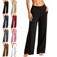 thumbnail image 1 of SYwaren Sweatpants for Women Casual Straight Leg Elastic Waist Solid Color Athletic Loose Comfy Fashion Active Everyday Lounge Pants, 1 of 6
