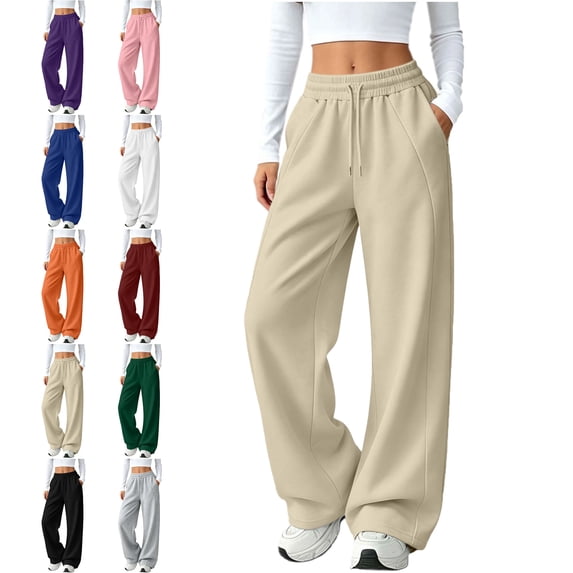 SYwaren Sweatpants for Women Drawstring Casual Solid Elastic Waist Athletic Track Pants with Back Pockets