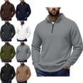 thumbnail image 1 of SYwaren Sweatshirt Men's Quarter Zip Pullover Mock Neck Long Sleeve Solid Color Stand Collar, 1 of 9