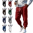 thumbnail image 1 of SYwaren Tapered Sweatpants Men's Joggers Elastic Waist Drawstring Cuffed Hem with Pockets Solid Color Casual Fashion, 1 of 8