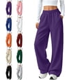 thumbnail image 1 of SYwaren Track Pants for Women Drawstring Straight Leg Slim Fit Casual Solid Side Stripe Elastic Waist Athletic Sweatpants with Back Pockets, 1 of 8