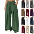 thumbnail image 1 of SYwaren Women Lounge Pants Casual Oversized Fall Comfortable Solid Elastic Waist Pocket Full Length Pants, 1 of 9