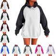 thumbnail image 1 of SYwaren Women's Casual Color Block Hoodie Pullover Long Sleeve Classic Sweatshirt with Pockets Tops, 1 of 6