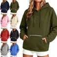 thumbnail image 1 of SYwaren Women's Casual Henley Hoodie Oversized Long Sleeve Button Pullover Sweatshirt Tops, 1 of 7