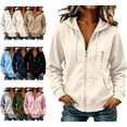 thumbnail image 1 of SYwaren Women's Casual Hoodie Long Sleeve Athletic Hooded Sweatshirt Solid Color Pocket Fall Winter Sport Trendy Stylish, 1 of 9