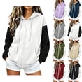 thumbnail image 1 of Fall Outfits Color Block Zip Up Hoodies for Women Long Sleeve Oversized with Pockets Loungewear, 1 of 6