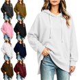 thumbnail image 1 of Fall Outfits Pullover Hoodies for Women Long Sleeve Kangaroo Pocket Side Slit Oversized Loungewear, 1 of 6