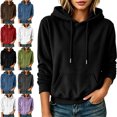 thumbnail image 1 of SYwaren Women's Casual Knit Hoodie Long Sleeve Winter Sweatshirt with Pockets Solid Color Tops, 1 of 7