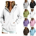 thumbnail image 1 of Women's Oversized Half Zip Hooded Sweatshirt Long Sleeve Kangaroo Pocket Going Out Tops, 1 of 6