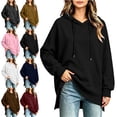 thumbnail image 1 of Oversized Pullover Hoodies for Women Long Sleeve Kangaroo Pocket Side Slit Casual Fall Outfits, 1 of 6