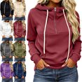 thumbnail image 1 of SYwaren Women's Long Sleeve Full Zip Hoodie with Pockets Solid Color Sweatshirt Tops, 1 of 8