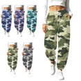 thumbnail image 1 of SYwaren Women's Loose Sweatpants Camo Print Casual Curved Hem Elastic Waist Everyday Camouflage Lounge Pants with Pockets, 1 of 9