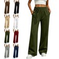 thumbnail image 1 of SYwaren Women's Loose Wide Leg Sweatpants Casual Baggy Elastic Waist Drawstring Solid Color Winter Flowy Fashion Everyday Lounge Pants with Pockets, 1 of 8