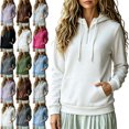 thumbnail image 1 of SYwaren Women's Oversized Half Zip Sweatshirt Long Sleeve Casual Solid Color Pockets Fall Winter Tops, 1 of 6