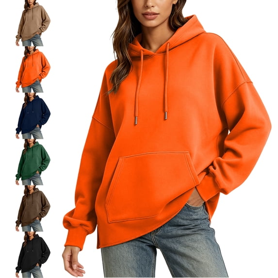 SYwaren Women's Oversized Hoodie Pullover Long Sleeve Casual Sweatshirt with Pockets Side Slit Tops