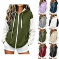 thumbnail image 1 of Color Block Hoodies for Women Zip Up Long Sleeve with Pockets Oversized Casual Fall Outfits, 1 of 6