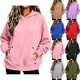 thumbnail image 1 of Women's Long Sleeve Pullover Hoodie with Button Pocket Oversized Loose Fit Going Out Tops, 1 of 8