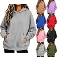 thumbnail image 1 of SYwaren Women's Oversized Hoodies Solid Color Long Sleeve Button Pocket Loose Casual Pullover Sweatshirt, 1 of 8
