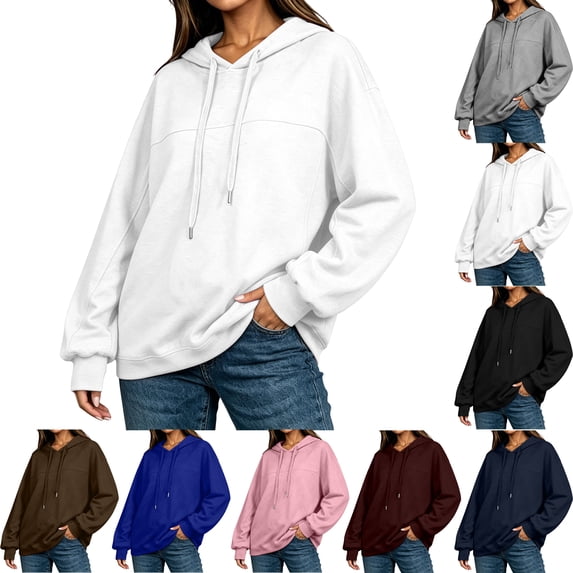 Women's Long Sleeve Pullover Hoodie Drawstring Oversized Loose Fit Going Out Tops