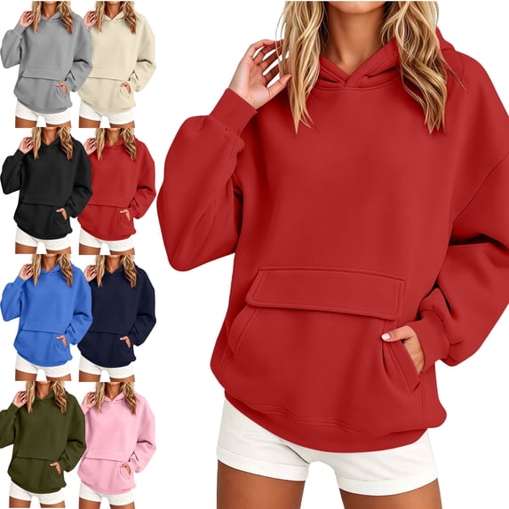 SYwaren Women's Oversized Pullover Hoodie Casual Long Sleeve Sweatshirt Tops