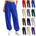 thumbnail image 1 of SYwaren Women's Pants Fall Jogger Casual Fashion Fall Comfortable Solid Elastic Waist Pocket Full Length Pants, 1 of 9