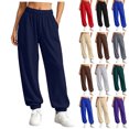 thumbnail image 1 of SYwaren Women's Pants Fall Jogger Casual Fashion Fall Comfortable Solid Elastic Waist Pocket Full Length Pants, 1 of 9