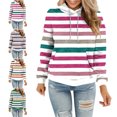 thumbnail image 1 of SYwaren Women's Pullover Hoodie Striped Long Sleeve Casual Sweatshirt with Pockets Tops, 1 of 6