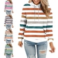 thumbnail image 1 of SYwaren Women's Pullover Hoodie Striped Long Sleeve Casual Sweatshirt with Pockets Tops, 1 of 6