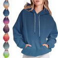 thumbnail image 1 of SYwaren Women's Raglan Sleeve Hoodie Gradient Print Long Sleeve Drawstring Sweatshirt with Pockets Tops, 1 of 8